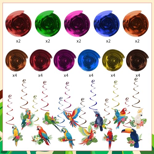 58 Pcs Tropical Birds Decorations for Hawaiian Luau Party