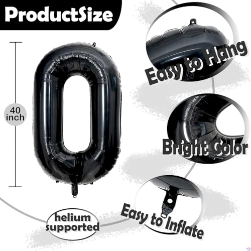 40 Inch Black Number 1 Balloon for Birthday Party Decorations