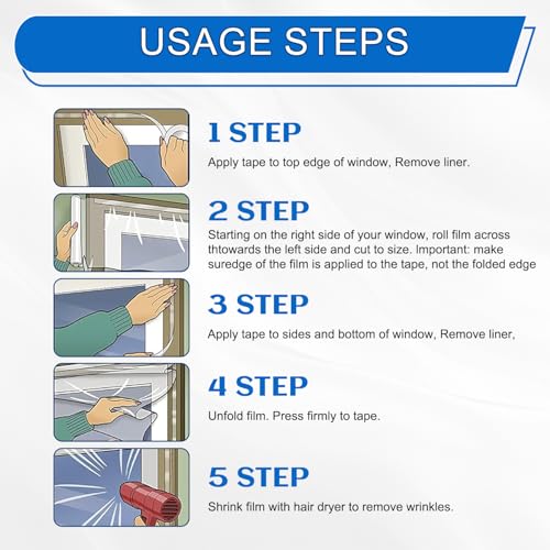 Thermal Shrink Window Insulation Film Kit - 5 Pack (47"x315")