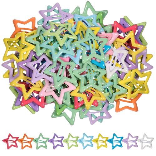 50 Pcs Star Hair Clips Metal Snap Barrettes Non-Slip Hair Accessories