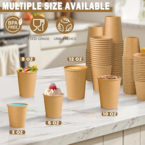 Lamosi 100 Count 3 oz Kraft Paper Cups - Disposable Small Coffee Cups