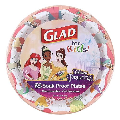 Glad for Kids Disney Princess Disposable Paper Plates, 8.5-Inch, 240 Count Pack