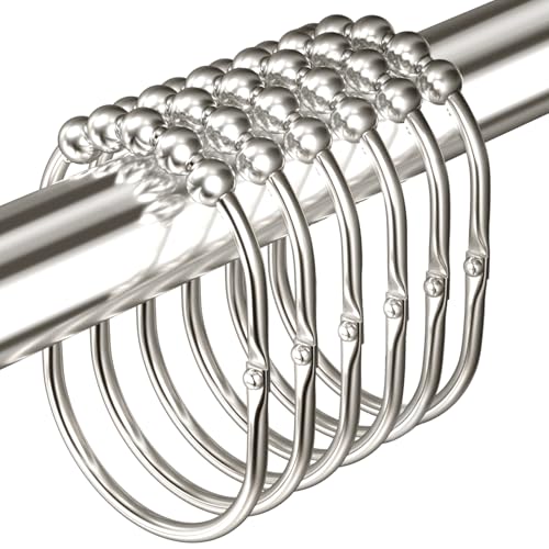 MENGJINGO 12PCS Chrome Shower Curtain Hooks - Rust Proof Stainless Steel