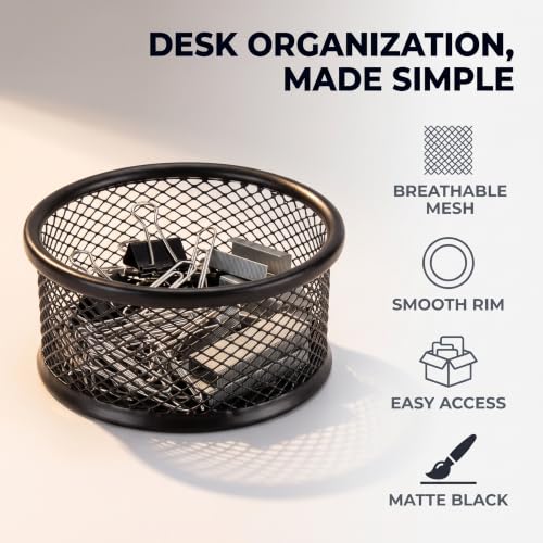 Black Metal Paper Clip Holder Dispenser Organizer for Desk Home Office
