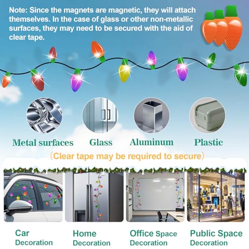 Reflective Magnetic Christmas Car Lights Set - 42 Bulbs, 48 Wires, Holiday Decor