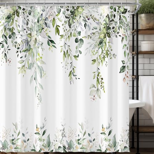 Eucalyptus Sage Green Shower Curtain - 72x72 Inch Floral Design