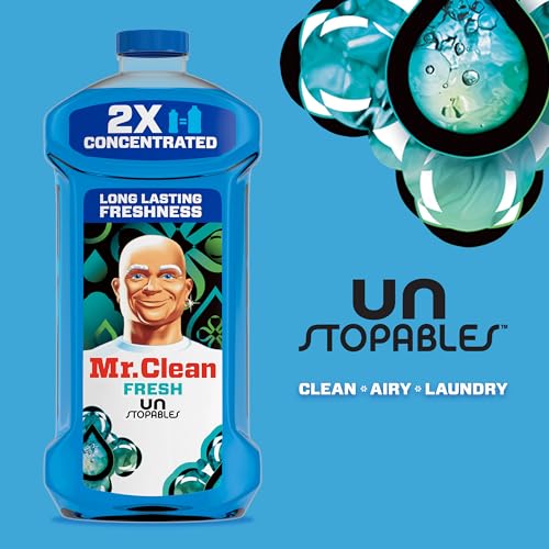Mr. Clean 2X Concentrated Multi-Surface Cleaner, Unstopables Fresh, 41 Fl Oz (Pack of 4)