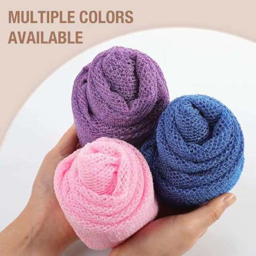 Extra-Long African Net Sponge 3-Pack - Exfoliating Body Scrubber for Back