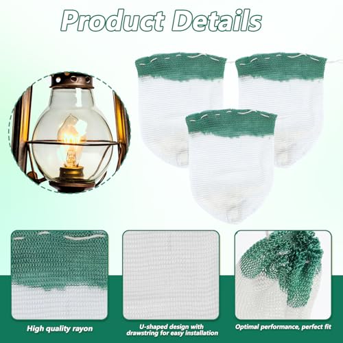 10Pcs Cotton Yarn Tie-Down Lampshades for Propane Lanterns, Coleman Lantern Mantles, Ropane Lantern Mantle 3.9x3.1in£¨White/Green£©