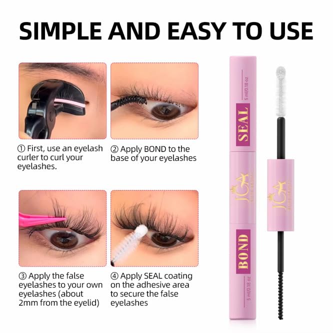 JCA Elite Beauty 2-in-1 Lash Bond and Seal for Cluster Eyelashes, 5ml
