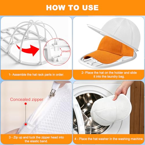 Haiou Baseball Hat Washer Cage - White Cap Cleaner for Washing Machine