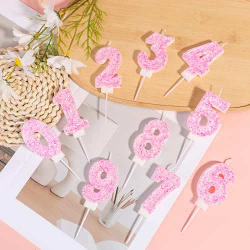 Pink Number 5 Birthday Candle Shimmering Cake Topper Decoration