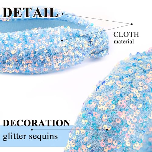 Aprince Blue Sequin Glitter Headband for Girls Princess Hair Accessory