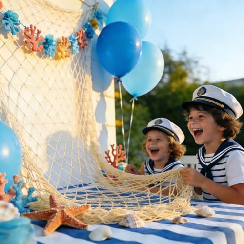 Natural Cotton Decorative Fishing Net, 4x6.6 Ft Nautical Wall Backdrop
