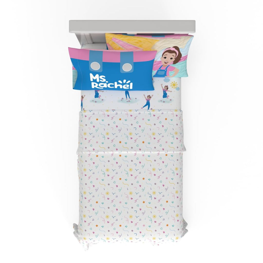 Ms. Rachel Educational Adventures Bedding Super Soft Cozy 3 Piece Microfiber Sheet Set, Twin, (Officially Licensed Product) By Franco Kids