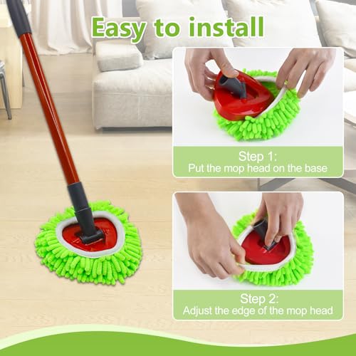 Ocedar RinseClean Compatible Mop Head Replacements - 3 Pack Chenille & Microfiber Refills for Multi-Surface Cleaning