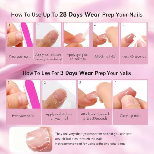 JOYVVEW Deep Gray Press On Nails Medium Square Glossy Fake Nails Set