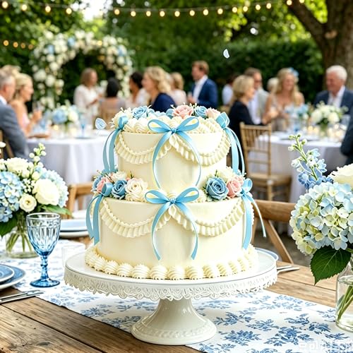 30 Pack Blue Bow Cupcake Toppers for Baby Boys Birthday Parties