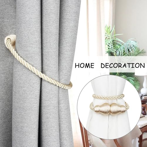 Beige Magnetic Curtain Tiebacks - 2 Pack Decorative Holders