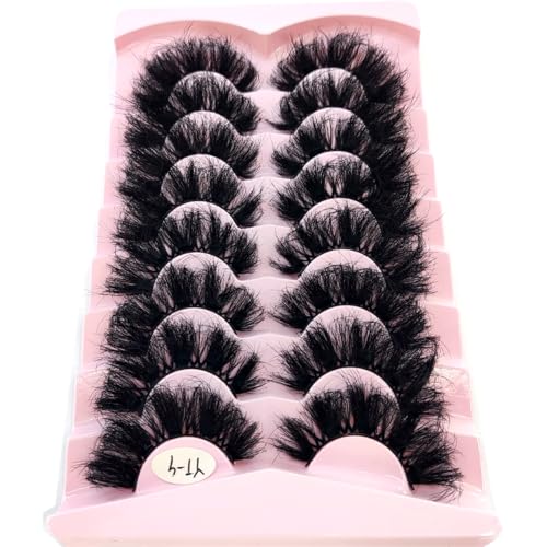 HBZGTLAD 8 Pairs Wet Manga Style 3D Fluffy Faux Mink Eyelash Extensions