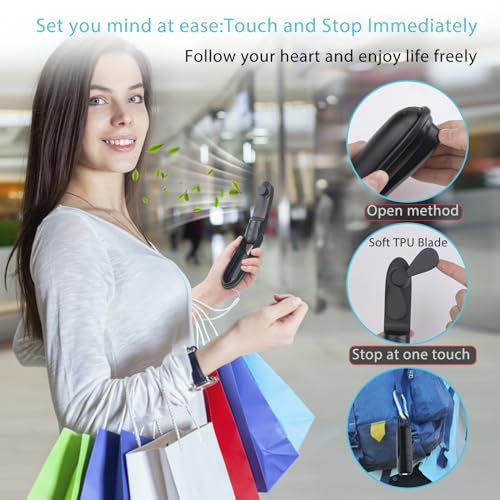 Digibond Mini Handheld Fan - Foldable 3000mAh Rechargeable, Black