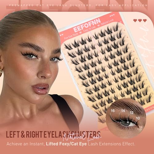 Eefofnn Manga Lash Clusters Cat Eye Individual Eyelash Extensions D Curl