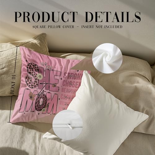 ZNGFON Christian Throw Pillow Cover 18x18 Decor Variation 8 - Mom Gift, Bible Verse, Pink Christian Pillowcase
