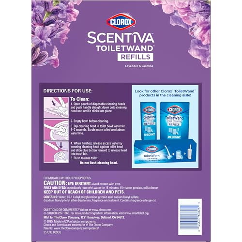 Clorox Scentiva ToiletWand Refills, Lavender and Jasmine, 20 Count