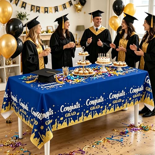 Graduation Tablecloths - 3 Pack Blue Class of 2026 54x108 in