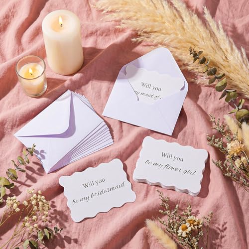 12 Bridesmaid Proposal Cards Set with Envelopes - Elegant Design