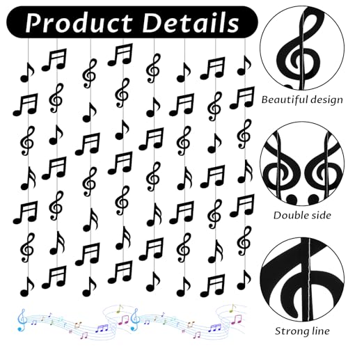 8-Piece Music Note Hanging Swirl Decorations for Music Theme Parties