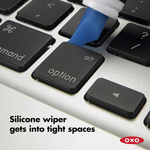 OXO Good Grips Electronics Cleaning Brush - Blue, Soft Bristles & Silicone Wiper
