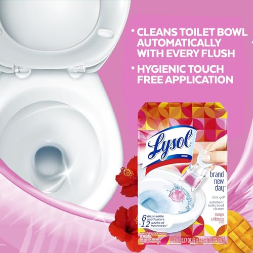 Lysol Click Gel Automatic Toilet Bowl Cleaner, Mango & Hibiscus, 6 Count