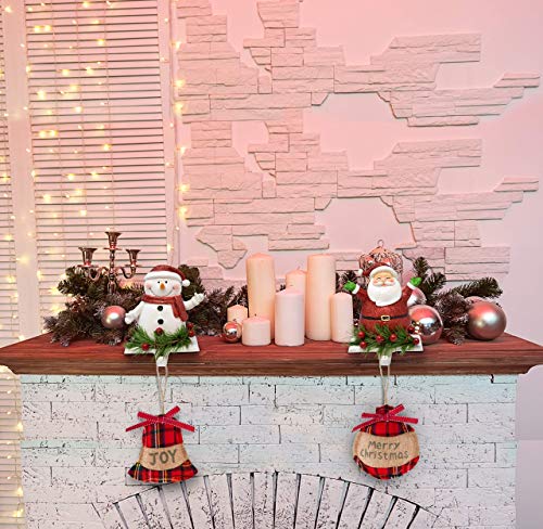 Christmas Stocking Holder Set of 2 Snowman and Santa for Holiday Decor