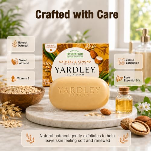 Yardley Oatmeal and Almond Bar Soap 4 Oz Moisturizing Bath Bar