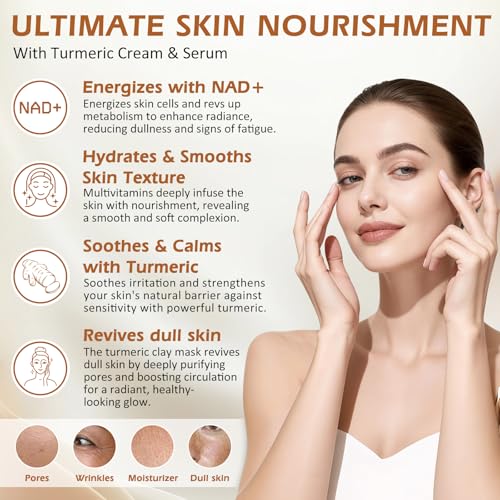 ADOVA Turmeric Skin Care Set - NAD+ Clay Mask & Moisturizing Face Cream