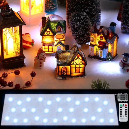 Christmas LED Snow Blanket Table Runner - White, 59 x 16 Inches with Remote