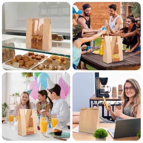 30 Pack Bread Paper Bags with Window & Labels - Homemade Bread Storage Bags
