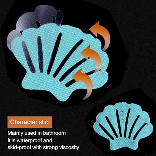 Secopad 12PCS Blue Non-Slip Bathtub Stickers with Scraper - Safe Bath Grip