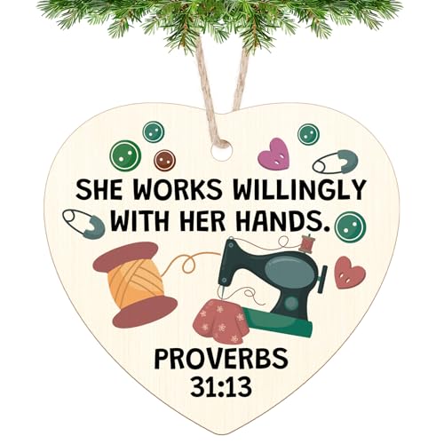 Wooden Sewing Christmas Ornament - Thoughtful Gift for Quilters and Seamstress