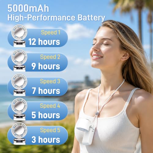 White Portable Handheld Fan Rechargeable Powerful Compact Fan