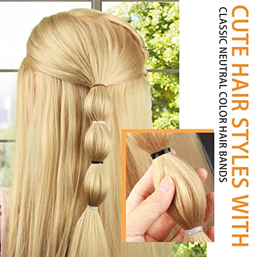 YGDZ 600 Pcs Mini Elastic Hair Bands - Neutral Colors Rubber Hair Ties
