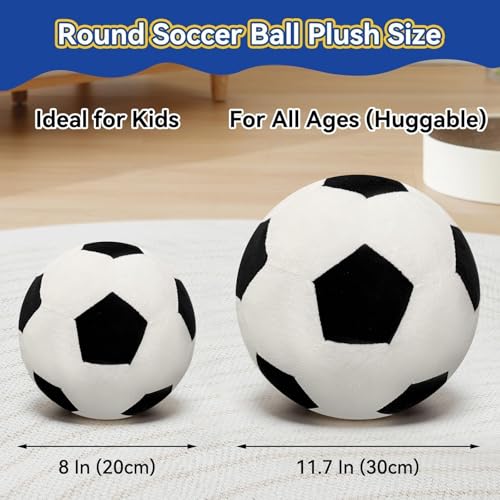 Fluffy Soccer Pillow - 8" Plush Decorative Soccer Ball for Kids