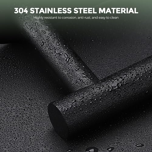 Matte Black Adhesive Toilet Paper Holder - SUS304 Stainless Steel, No Drilling