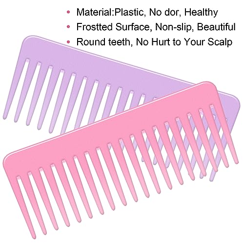 Wide Tooth Hair Combs Set, 2-Piece Anti-Static Detangling Combs for Curly & Wet Hair