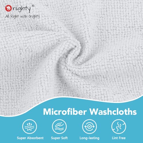 Orighty Microfiber Washcloths 5 Pack 12x12 Inch White Face Towels