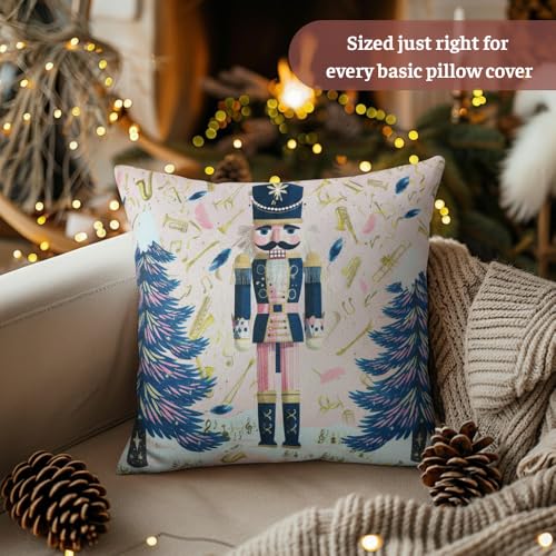 TSIMPLE Nutcracker Pillow Cover 18x18 Inch Christmas Throw Pillowcase with Linen & Polyester