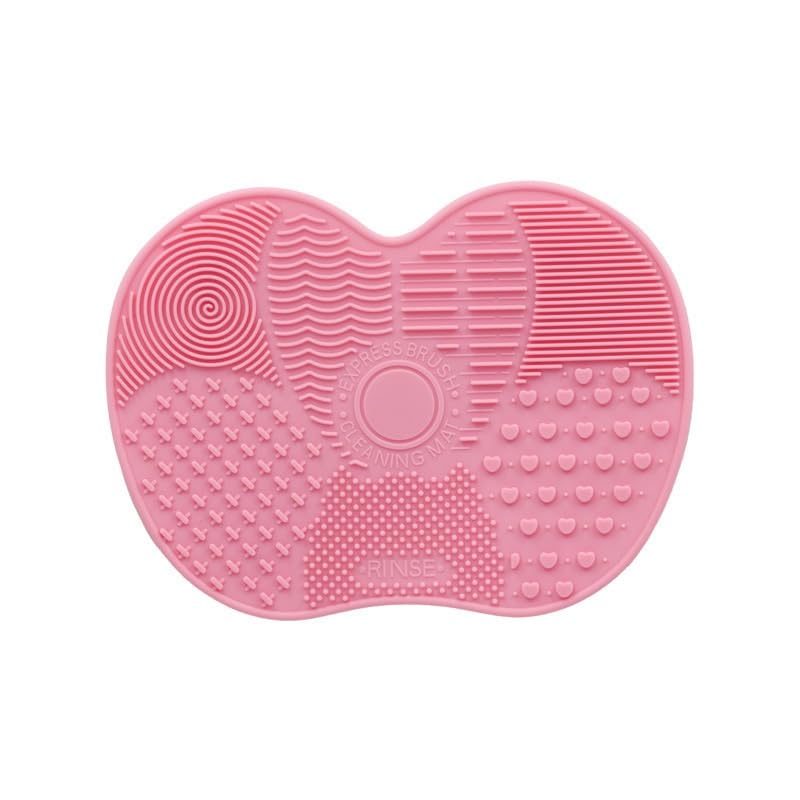 Pink Makeup Brush Cleaner Mat with Suction Cups Portable Scrubber Pad 6.1"x4.5"