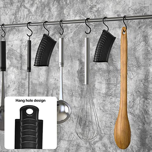Black Silicone Hot Handle Holders - 3 Pack Non-Slip Pot Sleeves