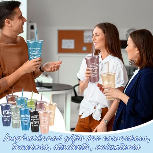 Uiifan Morandi 50 Pack Employee Appreciation Cups with Lids & Straws - Bulk Corporate Gifts